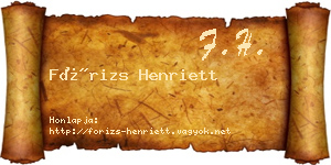 Fórizs Henriett névjegykártya